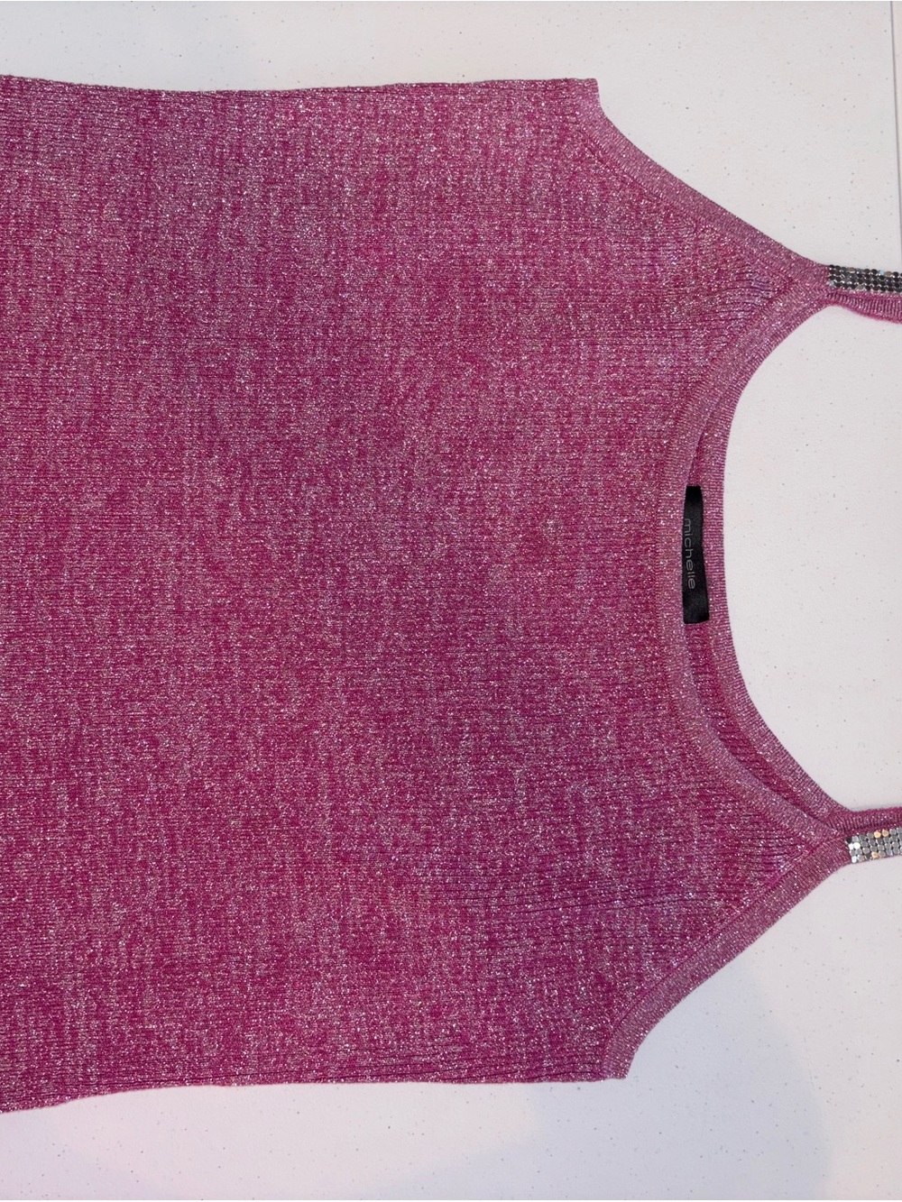 Source Unknown Metallic Pink Sleeveless Camisole with Rhinestone Straps